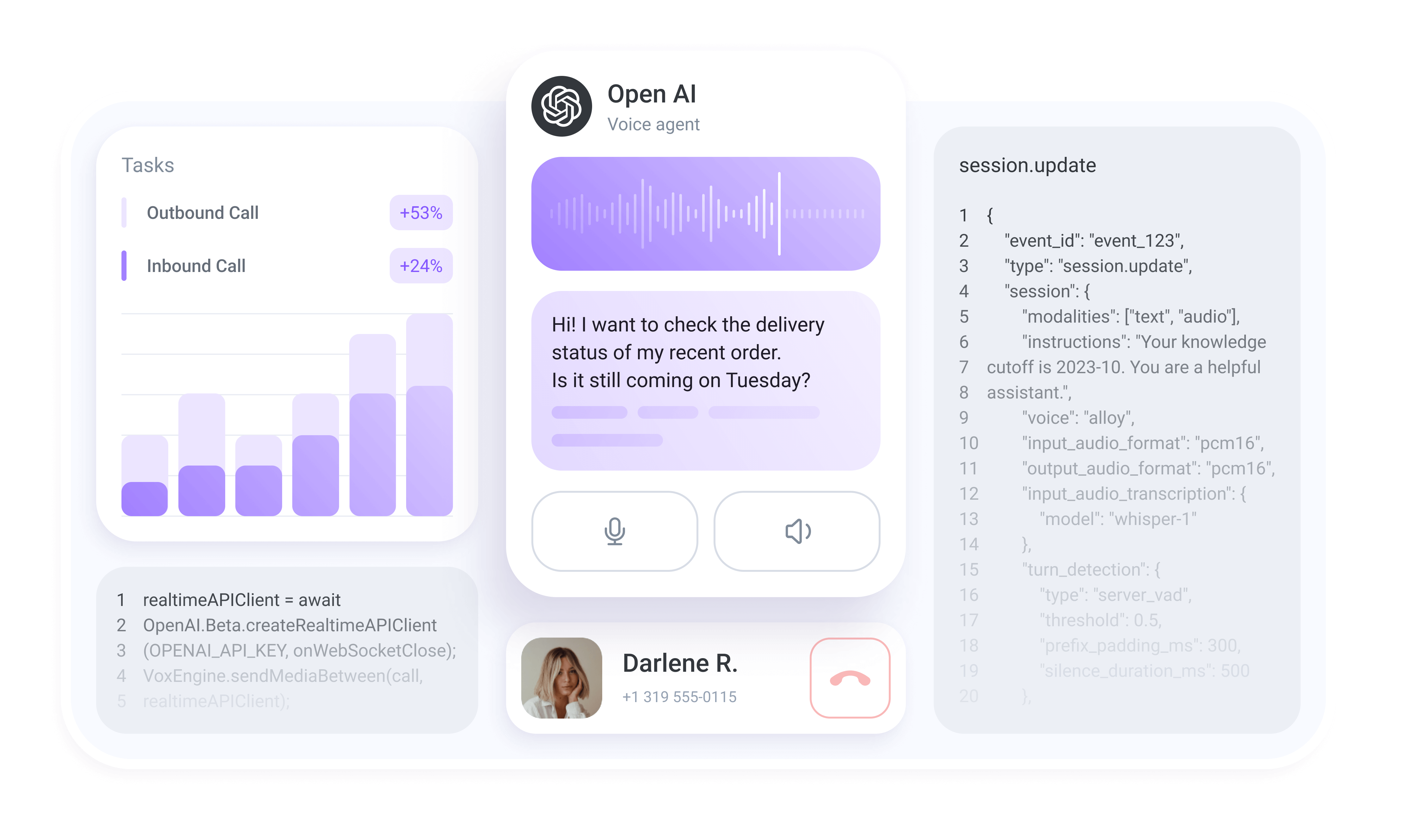 Connect inbound and outbound calls to an OpenAI-powered agent using the lightning-fast interface