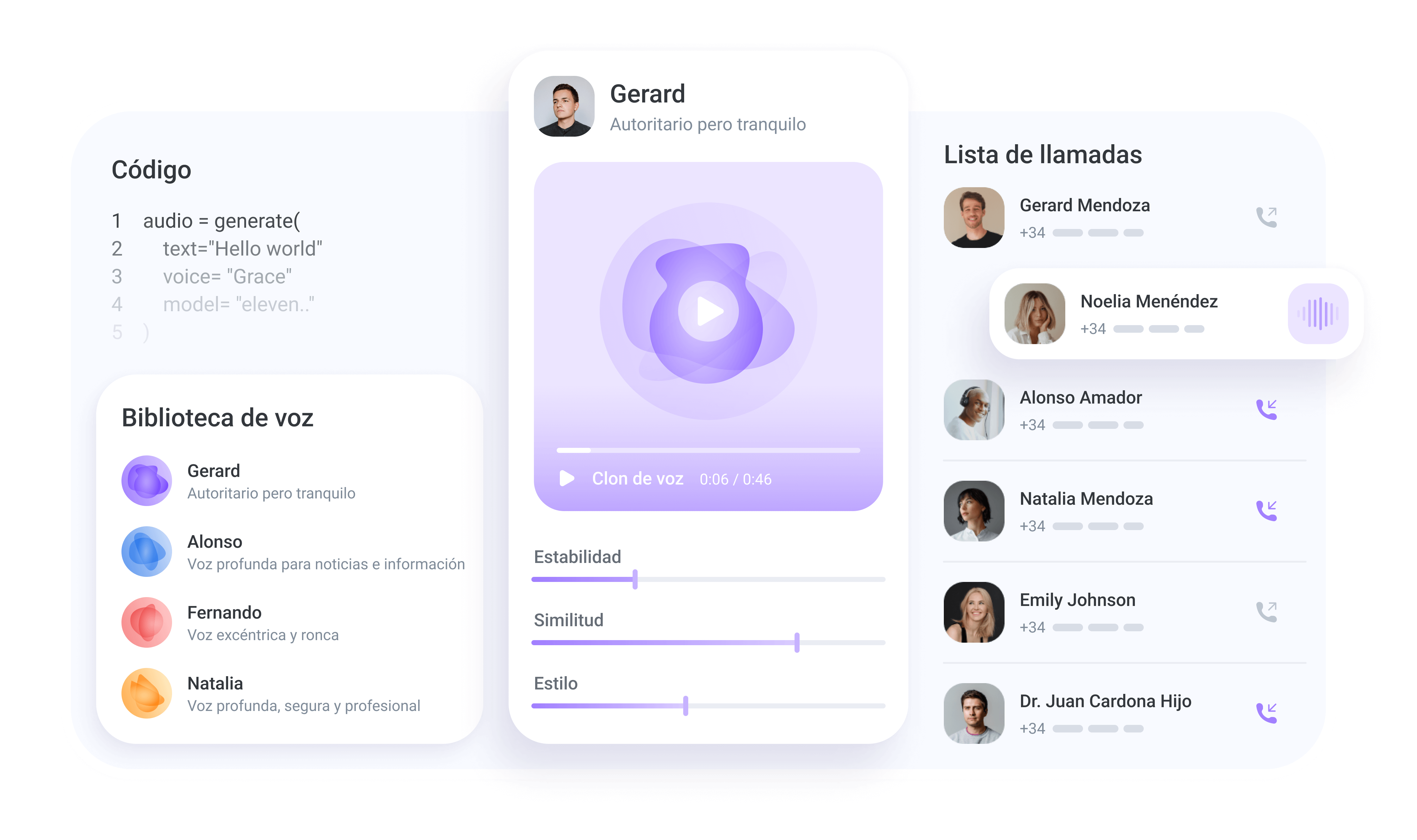 Ayudamos a las empresas a construir agentes de IA conversacionales con TTS neuronal integrado de ElevenLabs y clonación de voz instantánea