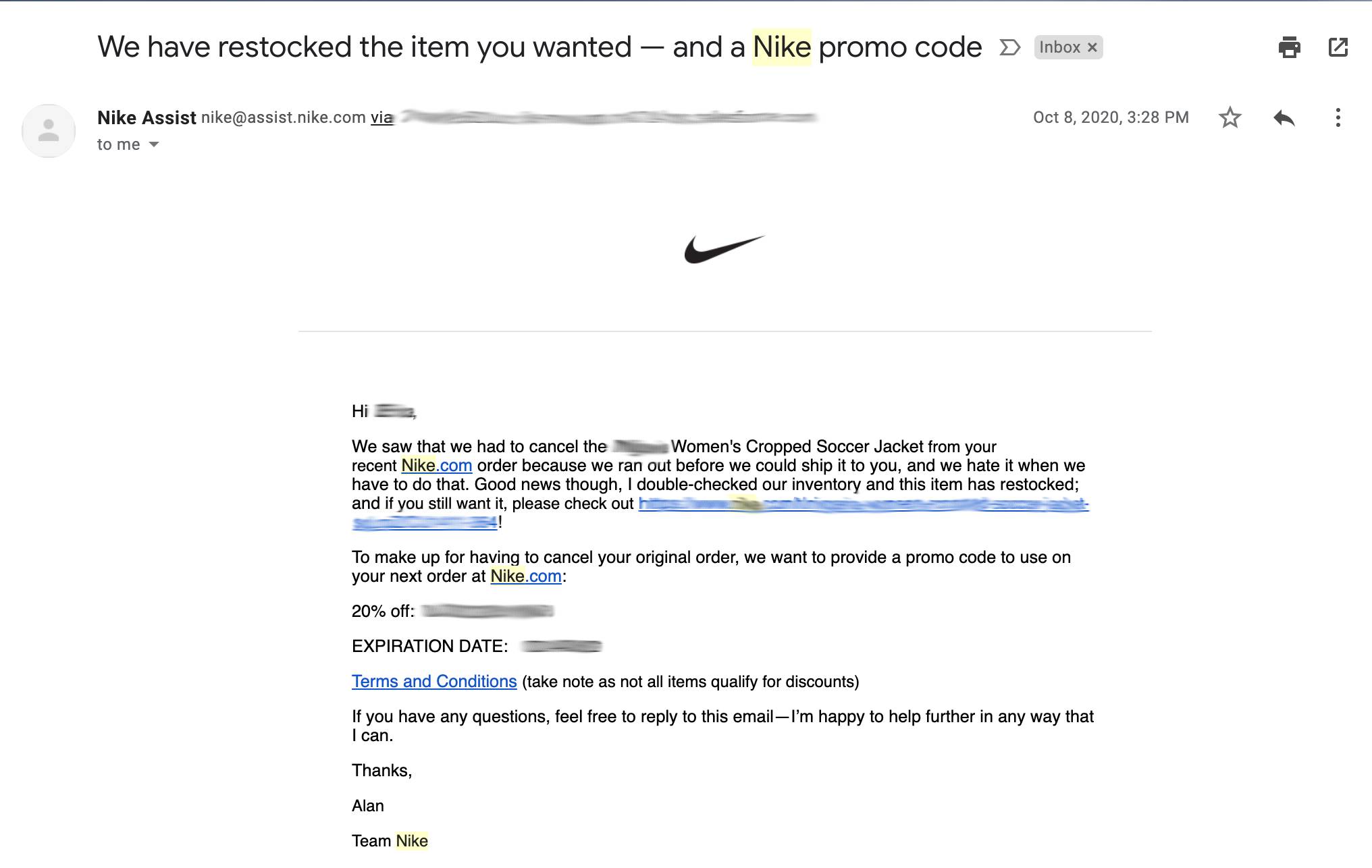 nike order