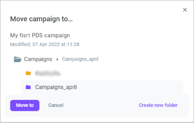Mover la campaña a una carpeta