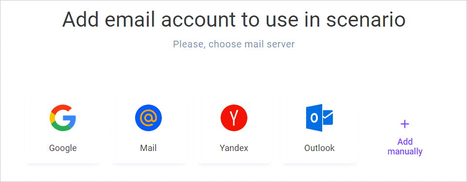 Select an email account server