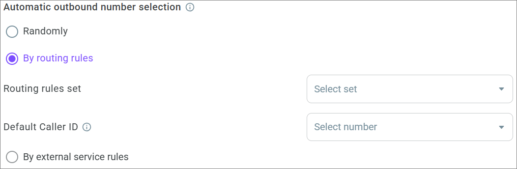 Automatic outbound number selection Automatic outbound number selection