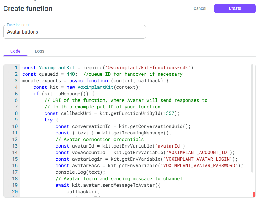 Function code