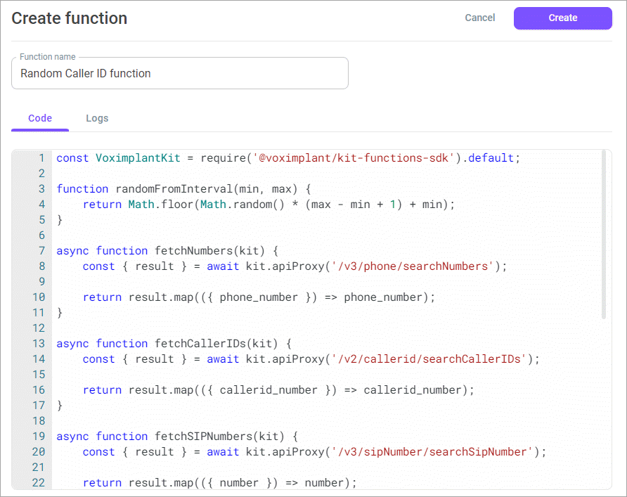 Function code