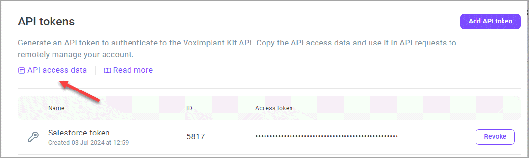 API access data