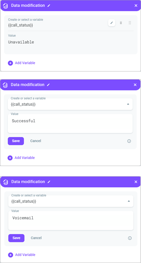 Different variable values