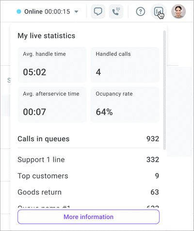 Live statistics