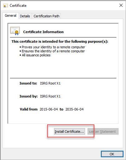 Install certificate