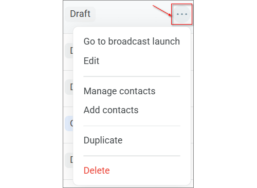 Actions for a bulk message Actions for a bulk message