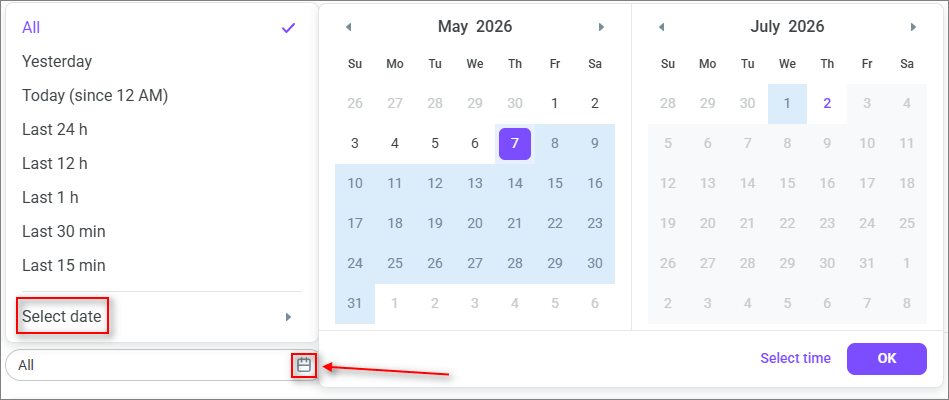 Period selection in the contact report