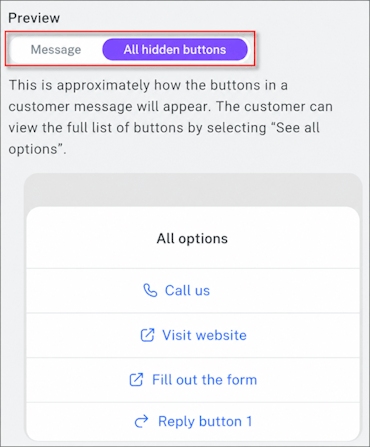 Message preview and All hidden buttons tab