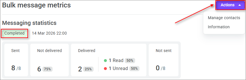 Bulk message in the Completed status