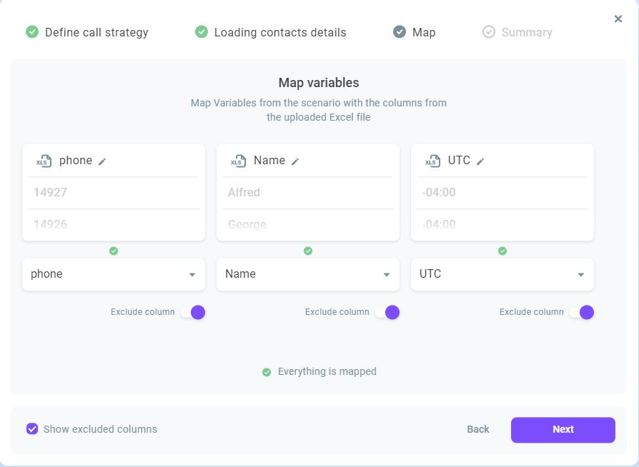 Mapping variables