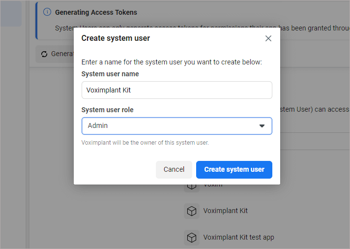 Create system user