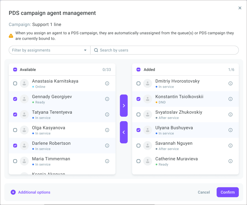 Manage agents