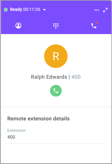 An outbound call to a remote extension