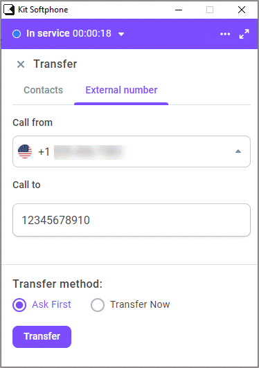 Transfer to an external number