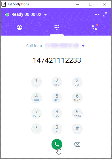 An outbound call with the keypad