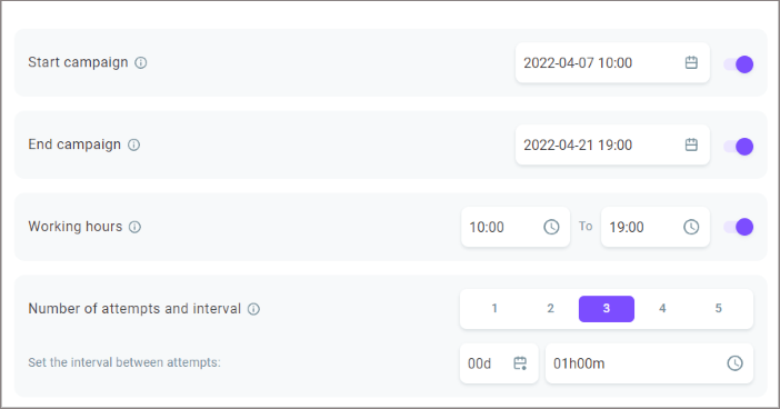 Define scheduling parameters