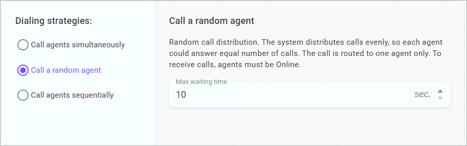 Random call distribution Random call distribution