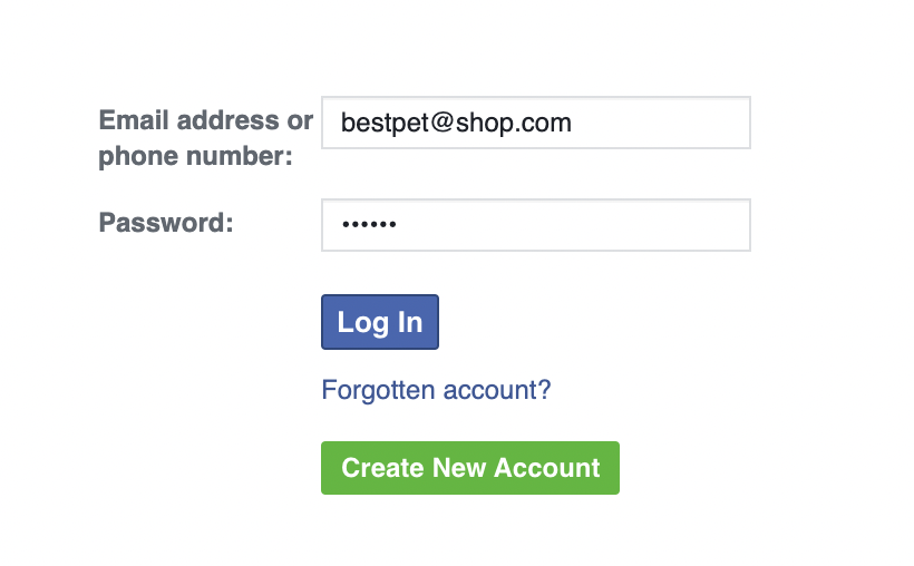 Facebook login