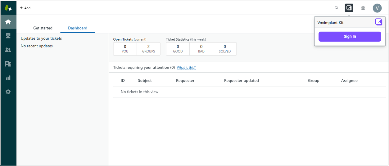 Sign in to the Voximplant Kit connector app