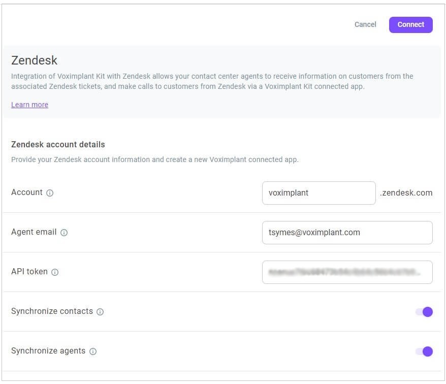 Your Zendesk account details