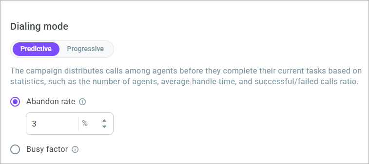 Predictive mode settings Predictive mode settings
