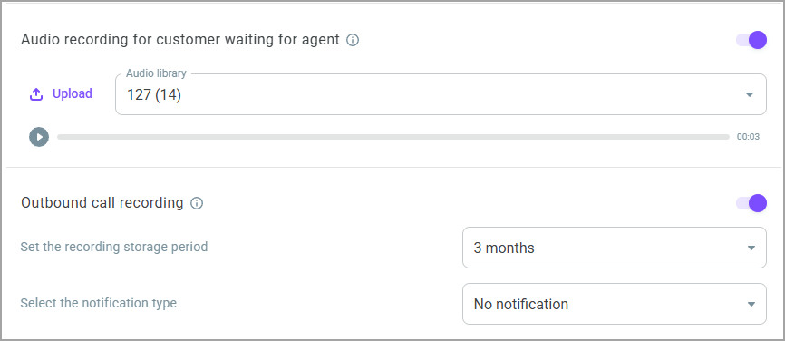 Call processing settings Call processing settings