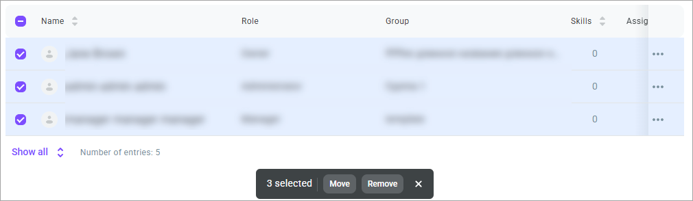 Bulk actions Bulk actions