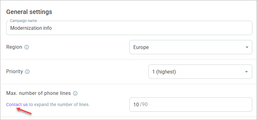 General settings General settings