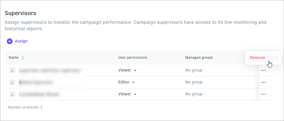 Remove supervisors Remove supervisors