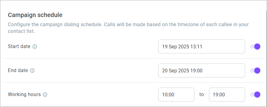 Campaign schedule Campaign schedule
