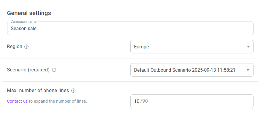 General settings General settings