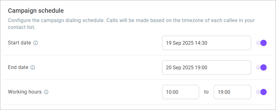 Campaign schedule Campaign schedule