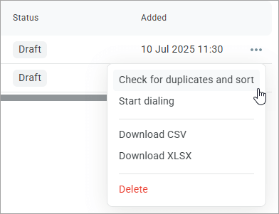 Check for duplicates and sort Check for duplicates and sort
