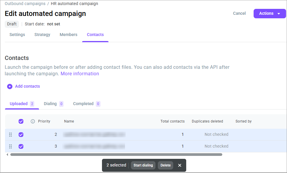 Select Multiple Contact Lists Select Multiple Contact Lists