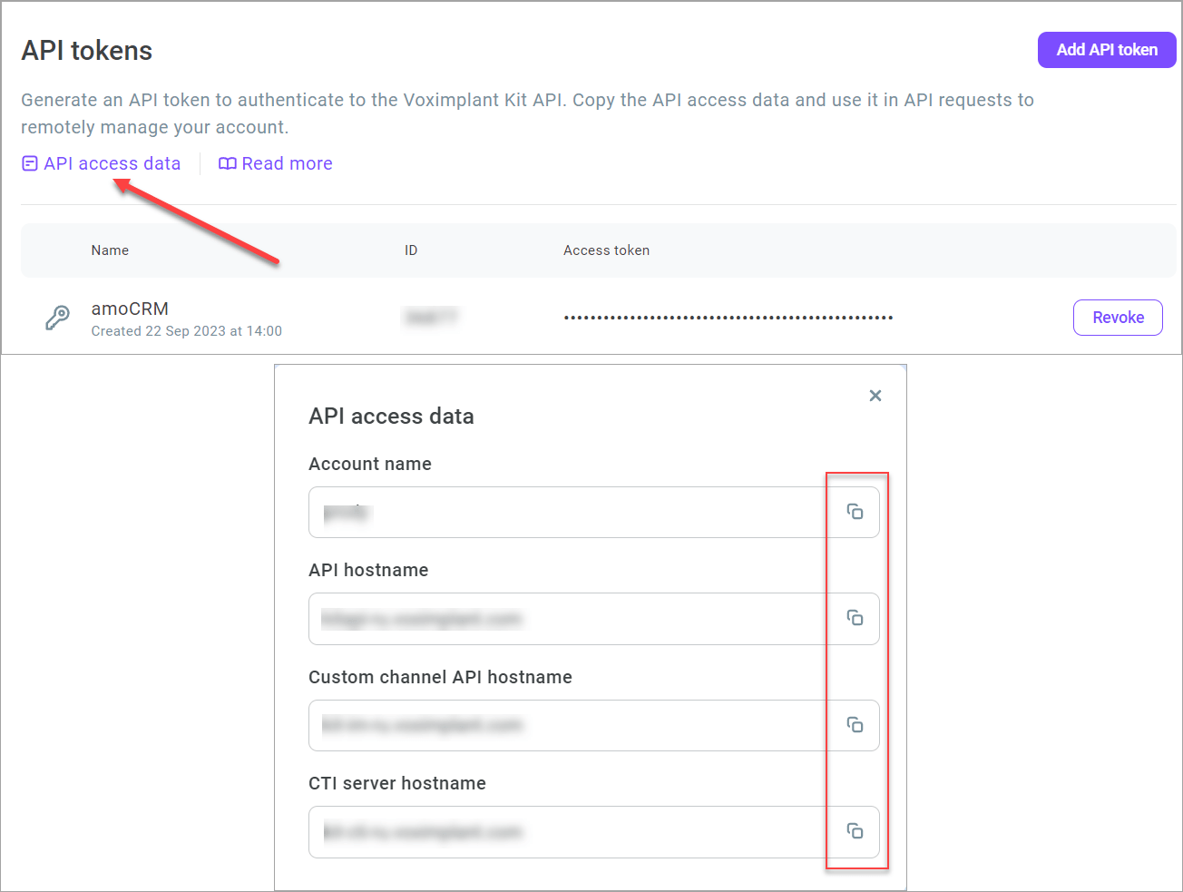 API access data