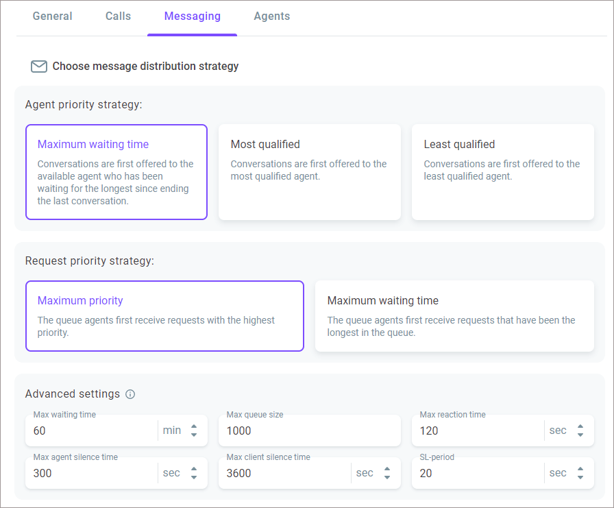 The queue messaging configuration