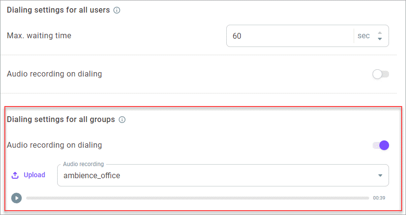 Default audio recording