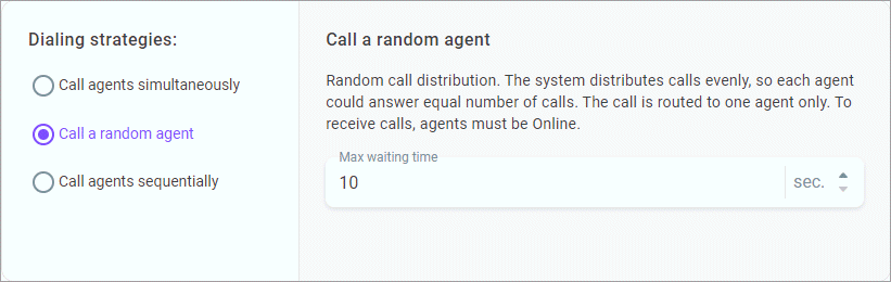 Random call distribution