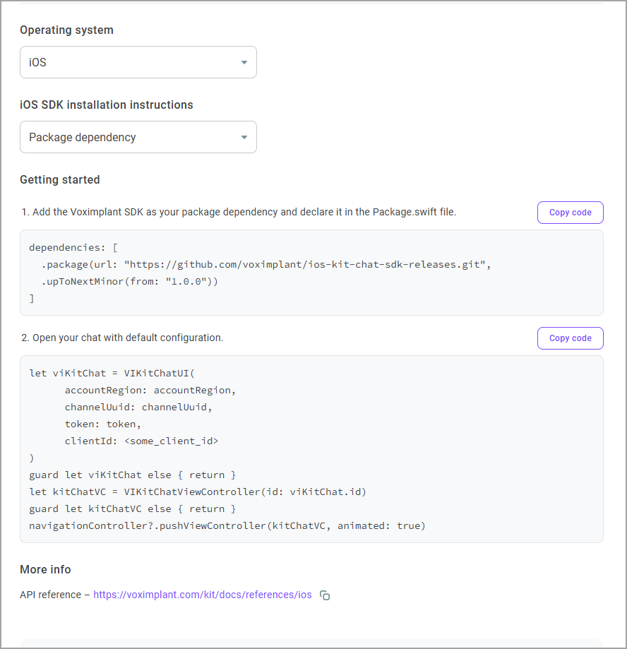 Instructions for iOS with package dependencies