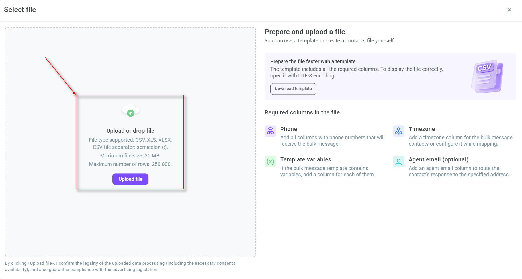 Upload file Upload file