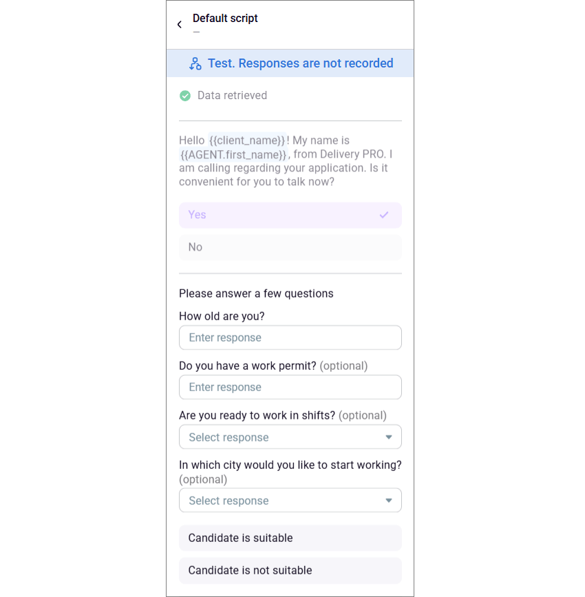 Conversation scripts in the Workspace