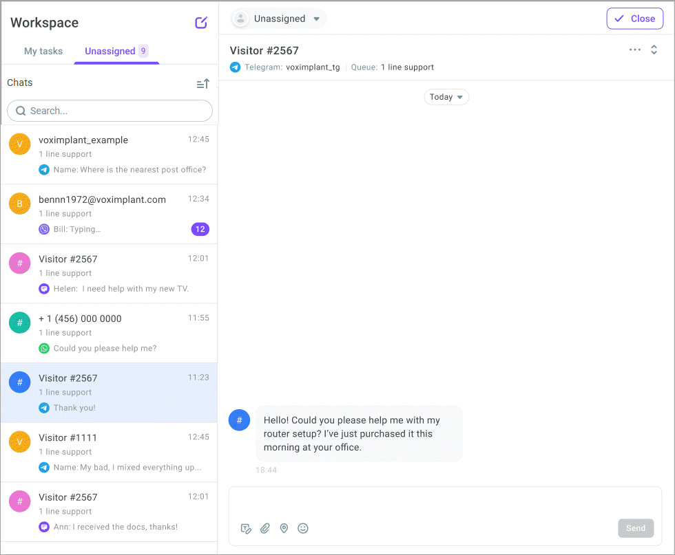 Unassigned chats Unassigned chats