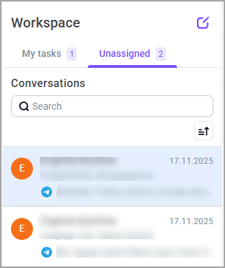 Unassigned chats Unassigned chats