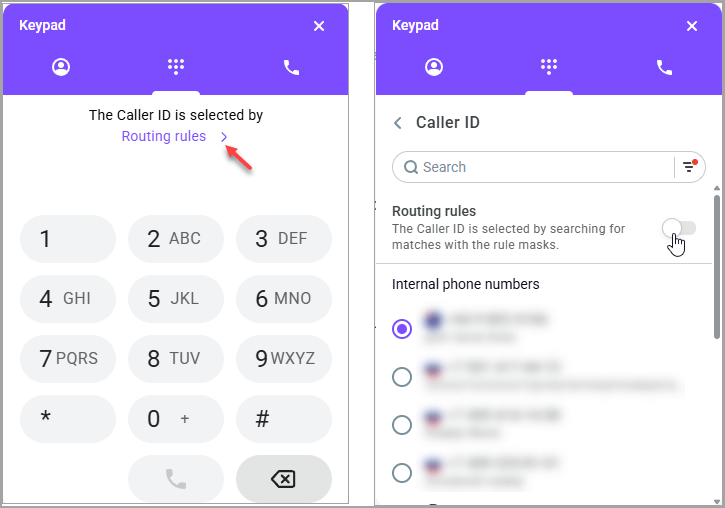 Selection by routing rules