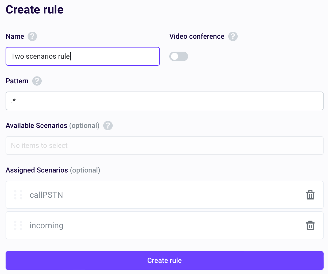 Connecting two scenarios to the same rule